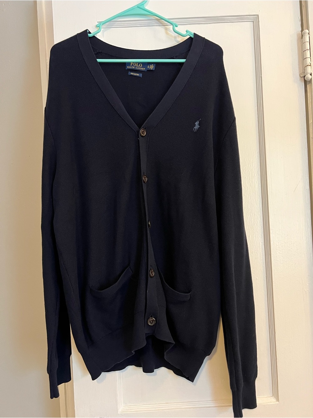 Ralph Lauren Navy Button-Front Cotton Cardigan